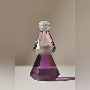 Anthropologie Cut Glass Holiday Tree Elegant Purple Crystal Art Piece